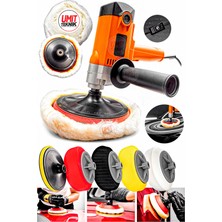 PremiumPort Dikey Koltuk Yıkama Pasta Cila Sünger Seti 180MM, 6 Kademe Devir Ayarlı