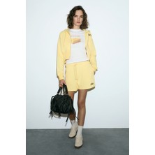 Grimelange MOREVA Kadın Nakışlı Rahat Sarı Şort