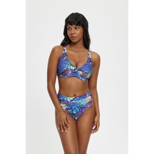 Louren Kadın Desenli Telli Toparlayıcı Bikini Takımı – Kalın Askılı Üst & Yüksek Bel Alt