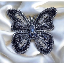 Pırıltı Shop Ütü ile Yapıştırılan Siyah/gümüş Kelebek Taş Deseni