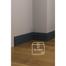 Evime Decor Antrasit 10CM Süpürgelik 1 Boy 120CM Profil, Koyu Gri Polimer Duvar Zemin Dekorasyonu