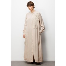 Micca %100 Doğal LyoCELL ile Dökümlü Soft Hissiyat ve Elişi Özel İşleme Hasır Desenli Ferace-Taş