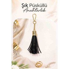 Colorshere Şık Siyah Püsküllü Anahtarlık – Çanta & Aksesuar  Süs