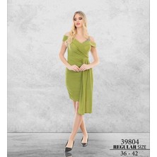 Arin Yakası Taş Detaylı Açık Omuz Elbise