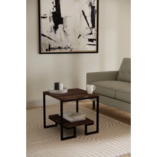 Solto Home SC25-12 Siyah Metal Ceviz Raf Tasarım Orta Sehpa | Modern Oturma Odası