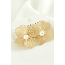 Die Grup Çiçek Inci Trend Metal Küpe