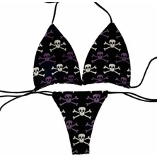 Punix Punıx Özel Seri Kuru Kafalar Baskılı Scuba Brazilian Beachwear Luxury Kadın Bikini Takımı