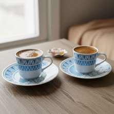 Dyris 2’li Porselen Fincan Seti – Mavi Desenli Şık Kahve Fincanı Takımı