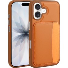 Akare iPhone 16 Kılıf Kartlıklı Zore X-Kart Silikon Kapak - Turuncu