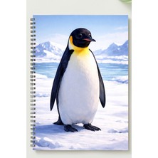 Black-One Penguen A5 Metal Spiralli Çizgisiz Kalın Bristol Kapak Penguen Defter
