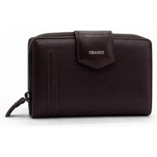 Grande Hakiki Deri Kadın Cüzdan Kahve 2716