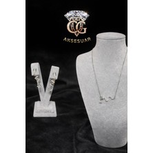 Cg Aksesuar Gümüş Renk Yılan Figürlü Kolye & Küpe Seti