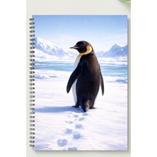 Black-One Penguen A5 Metal Spiralli Çizgisiz Kalın Bristol Kapak Penguen Defter