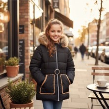 Kız Çocuk Mont 6/15 Yaş Kışlık Içi Elyaf