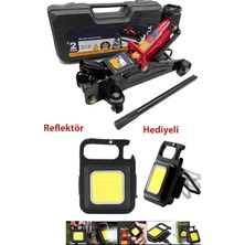 PremiumPort 2,5 Ton Kapasiteli Tekerlekli Hidrolik Kriko Çelik Malzeme Reflektör Hediye