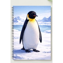 Black-One Penguen  A5 Metal Spiralli Çizgisiz Kalın Bristol Kapak Penguen Defter