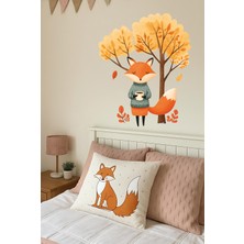 Aysha Tasarım Duvar Sticker - Sonbahar Ormanında Dinlenen Tilki Duvar Stickerı – Çocuk Odası Hayvan Figürlü Duvar Dekoru