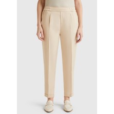 United Colors Of Benetton Bej Kadın / Kız KDN_%100 Liyosel Paçası Kıvrımlı Beli Lastikli Pantolon Model Kodu: ( 4Y09DF0792B1)