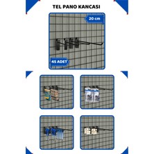 PremiumPort 20 cm Siyah Tel Pano Kancası Seti, 45 Adet, Raf ve Askı Çözümü