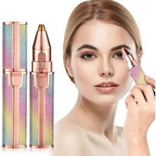 Eşya Dünyası 2'si 1 Arada USB Şarjlı Kaş ve Yüz Tüy Alma Cihazı - Işıklı Hassas Epilatör - Simli Tasarım