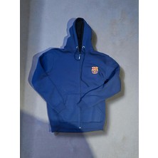 North Stand Barcelona Slim Fit Dar Kalıp Kapüşonlu Fermuarlı 3 Iplik Sweatshirt
