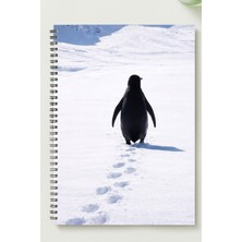 Black-One Penguen A5 Metal Spiralli Çizgisiz Kalın Bristol Kapak Penguen Defter