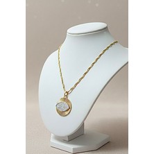 Aura Eye(Göz) Zirkon Taşlı Tılsım Altın Kaplama Kolye , Nazar Kolyesi , Hediye Kolye Takı
