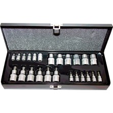 25PRÇ. 1/4inçve1/2inçcr-V Torx ve E Tipi Torx Lokma Seti