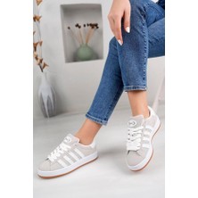 Zubiy Unisex Bağcıklı Ortopedik Klasik Sneaker Spor Ayakkabı Sadece Grı - Beyaaz  Rengi