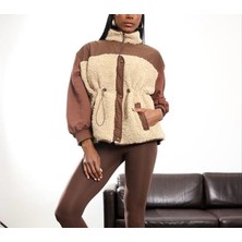 Kahve Krem Pelus Ceket