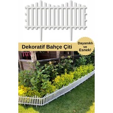 Dekozum 5 Metre Beyaz Bahçe Çiti Dekoratif Çit Dört Bağlantı Noktası 8 Adet