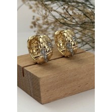 Marka Muadili Yılan Deri Model Zirkon Taşlı Şık Halka Küpe