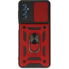 Buğz Samsung Galaxy M52 5g Kılıf Pars Lens Yüzüklü Silikon - Kırmızı