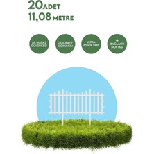 Dekozum Dekoratif Bahçe Çiti Plastik Çit 20 Adet (11,80METRE) 39CM x 59CM - Beyaz