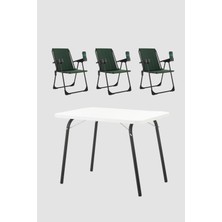 Dekozum 3 Adet Katlanır Bardaklıklı Kamp Sandalye ve Masa Seti,taşınabilir Piknik Bahçe Sandalyesi Masa Seti