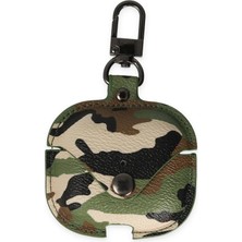 Buğz Airpods Pro 2 (2.nesil) Çanta Kamuflaj Deri Kılıf - Yeşil