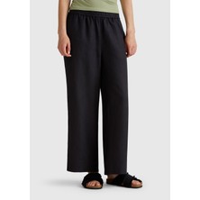 United Colors Of Benetton Siyah Kadın / Kız KDN_%100 Keten Beli Lastikli Bol Kısa Paça Pantolon Model Kodu: ( 4AGHDF09G100)