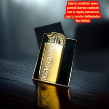 Doğru Grafik Kişiye Özel Isimli Çift Ateşli Timsah Figürlü Gold Çakmak