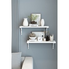 Dekozum 2'li Plastik Ayaklı Duvar Rafı, Dekoratif Duvar Rafı, Kitaplık Duvar Rafı, 60 cm Duvar Rafı, Raf