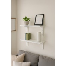 Dekozum 2'li 40 cm Plastik Ayaklı Duvar Rafı | Dekoratif Kitaplık Raf Seti | Kolay Montajlı Raf Ünitesi