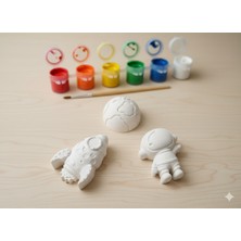 Dudu Gift Taş Tozu Boyama Seti- Uzay Macerası - 3'lü Set + 6 Ana Renk Boya+Fırça