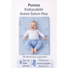 Pureza Katlanabilir Alt Değiştirme ve Bebek Bakım Matı 70×50 cm | Taşınabilir, Su Geçirmez, Hijyenik, Silinebilir (Yerli Üretim)