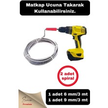 PremiumPort Pratik Ergonomik Matkap Ucu Boru Temizleme ve Tıkanıklık Açma Spirali 3m 2'li