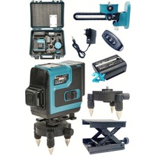 PremiumPort Çift Akülü Kumandalı 360° Yatay Dikey Çapraz Lazer Çizgi Seti