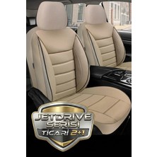 Trobus Seat Ibiza 2002 Uyumlu Jetdrive Serisi Bej Ticari Deri Oto Koltuk Kılıfı 5 Koltuk Tam Set (Ön+Arka) | Airbag, Kolçak, 2+1, Cepli