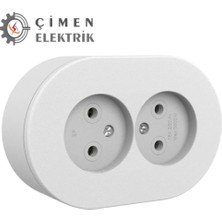 Eco Lounge Beyaz Ikili Topraklı Priz Sıva Üstü