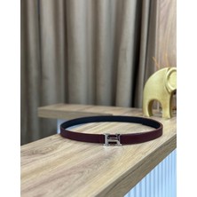 Erdesign Kadın Bordo Gümüş Tokalı Kemer