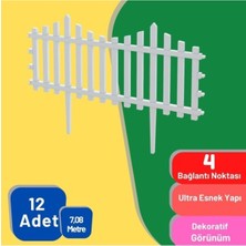 Dekozum 12 Adet 7,08 Metre Plastik Bahçe Çiti, Plastik Dekoratif Bahçe Çiti, 59 cm Bahçe Çiti, Beyaz