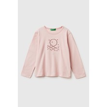 United Colors Of Benetton Toz Pembe Kadın / Kız Kk_baskılı Payetli Regular Fit Uzun Kollu T-Shirt Model Kodu: ( 3ATNG10KZ3V5)