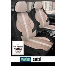 Trobus Volkswagen Polo 1975–2000 Uyumlu Marina Serisi Krem Velur Oto Koltuk Kılıfı Tam Set (5 Koltuk) | Airbag, Kolçak, 2+1, Cepli, 3 Katman